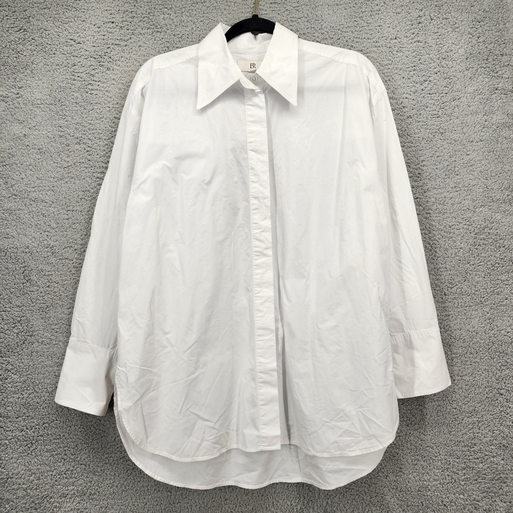 Banana Republic Womens White Oversized Button Down Shirt Long Sleeve Medium